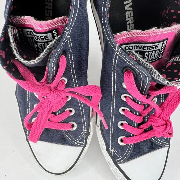 Converse Unisex 136568F Navy Blue Pink Hearts Double Tongue Size 7M 9W Sneakers - Picture 10 of 10